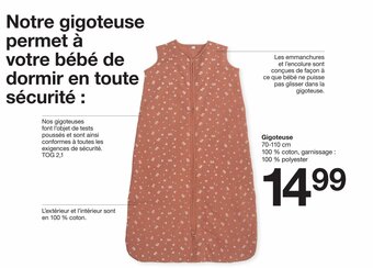 Zeeman Gigoteuse 70-110 cm 100 % coton, garnissage : 100% polyester offre