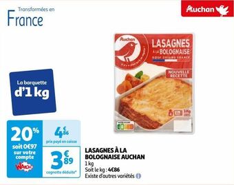 Auchan Lasagnes à la bolognaise auchan offre