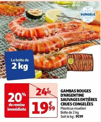 Auchan Gambas rouges d'argentine sauvages entières crues congelées offre