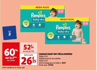 Auchan Changes baby dry méga pampers offre