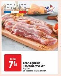 Auchan Supermarché Porc : poitrine tranchee avec os offre