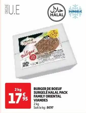 Auchan Supermarché Burger de boeuf surgelé halal pack family oriental viandes offre