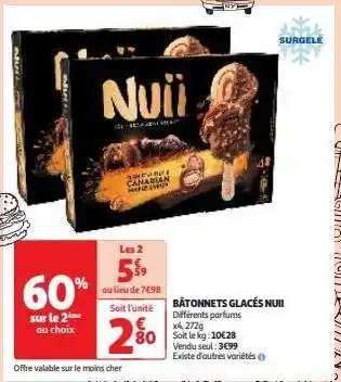 Auchan Supermarché Bâtonnets glacés nuii offre