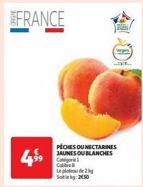 Auchan Supermarché Pêches ou nectarines jaunes ou blanches offre