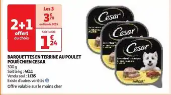 Auchan Supermarché Barquettes en terrine au poulet pour chien cesar offre