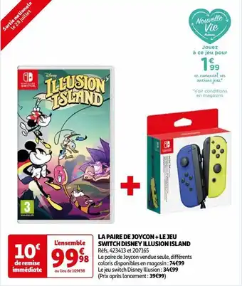 Auchan La paire de joycon + le jeu switch disney illusion island offre