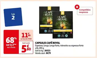 Auchan Café royal capsules café offre