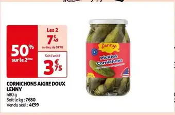 Auchan Lenny cornichons aigre doux offre