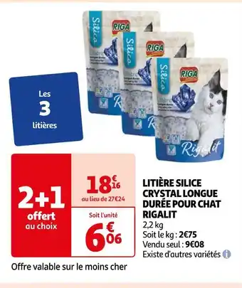 Auchan Riga litière silice crystal longue durée pour chat offre