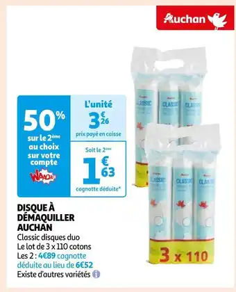 Auchan Auchan disque à démaquiller offre