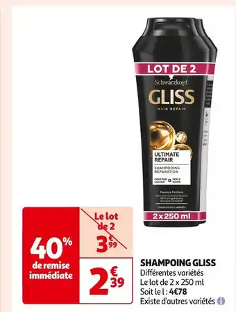 Auchan Supermarché Gliss shampoing offre