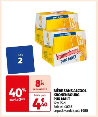 Auchan Kronenbourg bière sans alcool pur malt offre