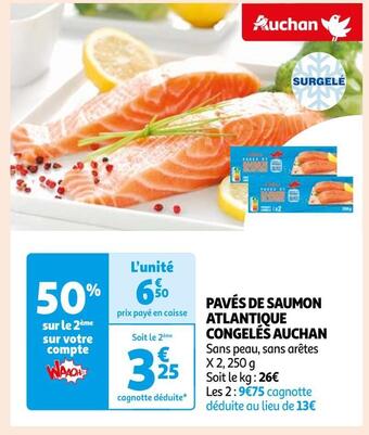 Auchan Auchan pavés de saumon atlantique congelés offre