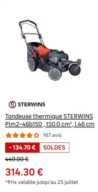 Tondeuse thermique STERWINS Plm2-46b150, 150.0 cm³, l.46 cm