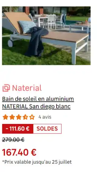 Bain de soleil en aluminium NATERIAL San diego blanc