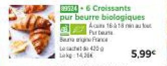 Thiriet 6 Croissants pur beurre biologiques offre