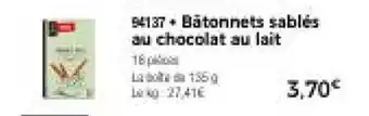 Thiriet Bâtonnets sablés au chocolat au lait offre