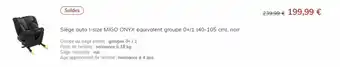 Norauto Siège auto I-size MIGO ONYX équivalent groupe 0+/1 (40-105 cm), noir offre