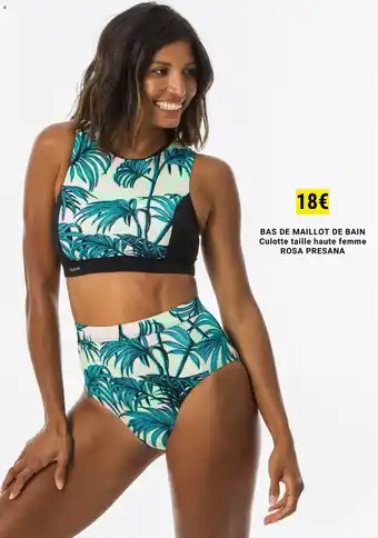 Decathlon BAS DE MAILLOT DE BAIN Culotte taille haute femme ROSA PRESANA offre