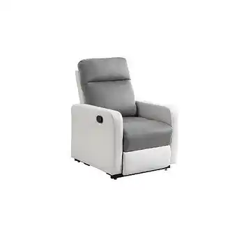 E.Leclerc Fauteuil relaxation manuel edgar en pu blanc et microfibre grise offre