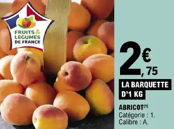 ABRICOT (¹) Catégorie : 1. Calibre : A.