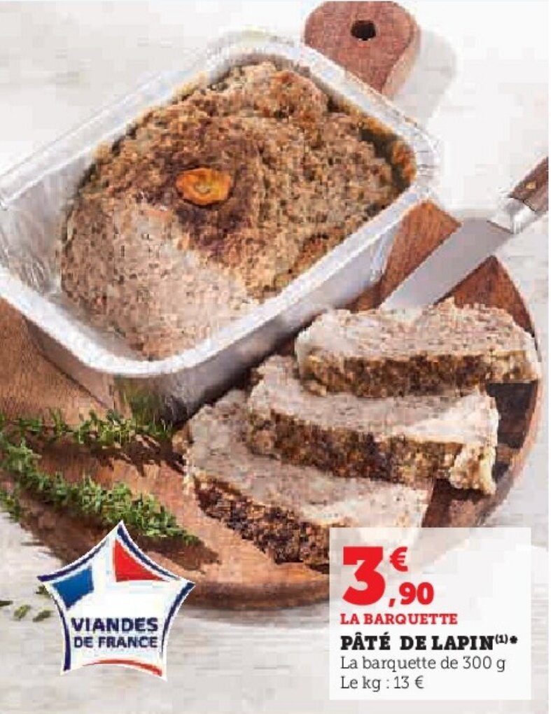 Promo PÂTÉ DE LAPIN(¹) chez Super U