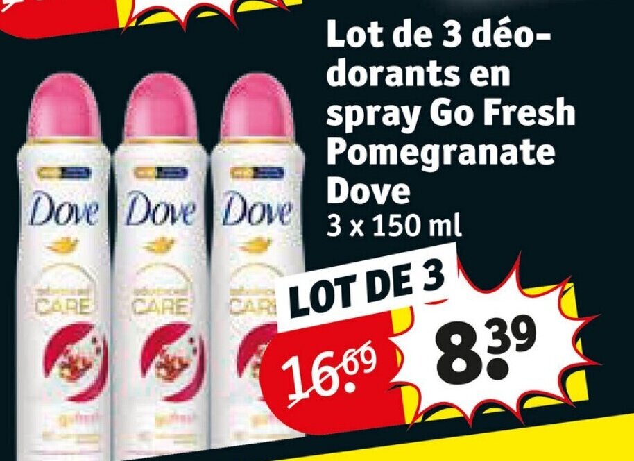 Promo Lot de 3 déo dorants en spray Go Fresh Pomegranate Dove chez