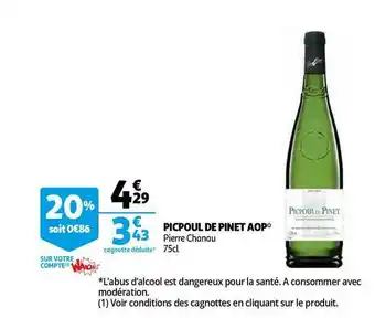 Auchan Direct Picpoul De Pinet Aop Pierre Chanau offre