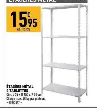 Brico Cash étagère Métal 4 Tablettes offre