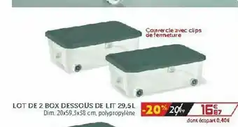 Gifi Lot De 2 Box Dessous De Lit 29,5 L offre