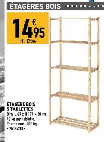 Brico Cash étagère Bois 5 Tablettes offre