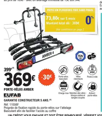 E.Leclerc L'Auto PORTE-VÉLOS AMBER offre