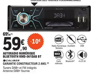 E.Leclerc L'Auto AUTORADIO NUMÉRIQUE BLUETOOTH RMD-061DAB BT offre