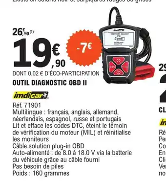 E.Leclerc L'Auto DONT 0,02 € D'ÉCO-PARTICIPATION OUTIL DIAGNOSTIC OBD II offre
