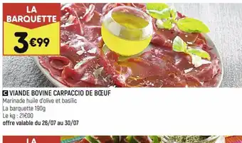 Leader Price C VIANDE BOVINE CARPACCIO DE BŒUF Marinade huile d'olive et basilic offre