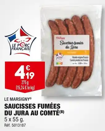 ALDI Le marsigny saucisses fumées du jura au comté offre