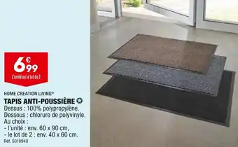 ALDI Home creation living tapis anti-poussière offre