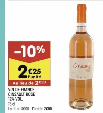 Leader Price Vin de france cinsault rosé 12% vol. offre
