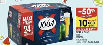 Leader Price Bière blonde 1664 5,5% vol offre