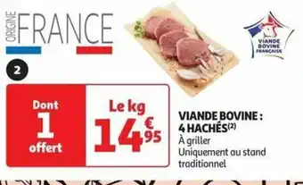 Auchan VIANDE BOVINE: 4 HACHÉS(²) offre