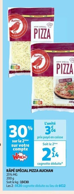 Auchan RÂPÉ SPÉCIAL PIZZA AUCHAN offre