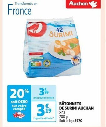 Auchan BÂTONNETS DE SURIMI AUCHAN offre