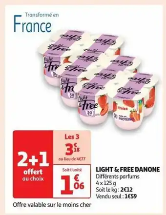 Auchan LIGHT & FREE DANONE Différents parfums offre