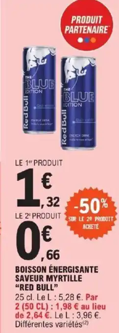 E.Leclerc BOISSON ÉNERGISANTE SAVEUR MYRTILLE "RED BULL" offre