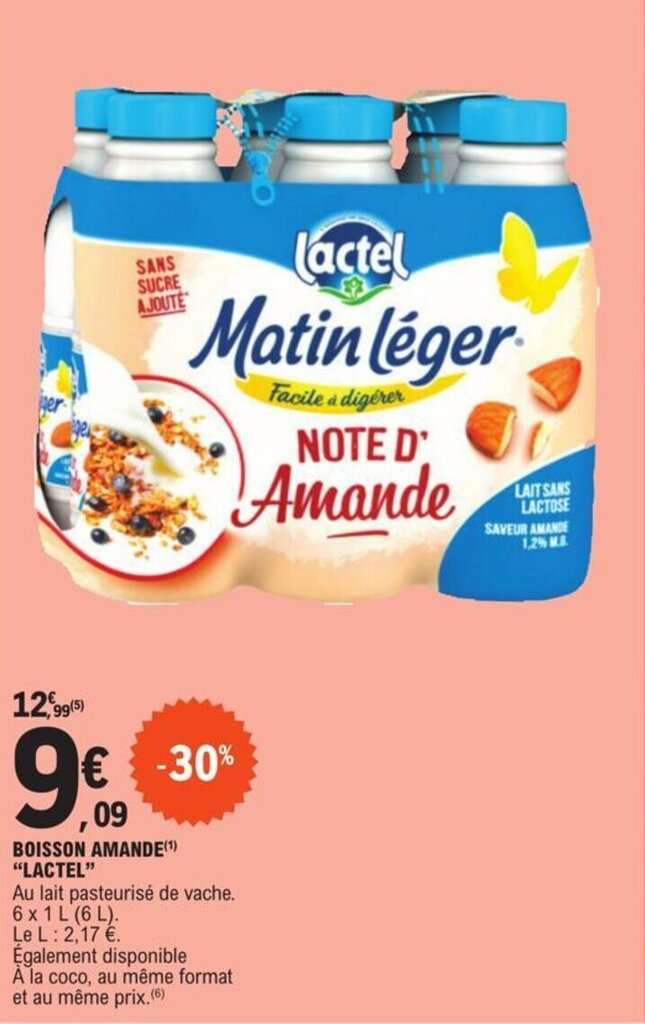 Promo BOISSON AMANDE(¹) "LACTEL" chez E.Leclerc