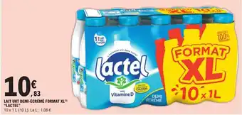 E.Leclerc LAIT UHT DEMI-ÉCRÉMÉ FORMAT XL(¹) "LACTEL" offre