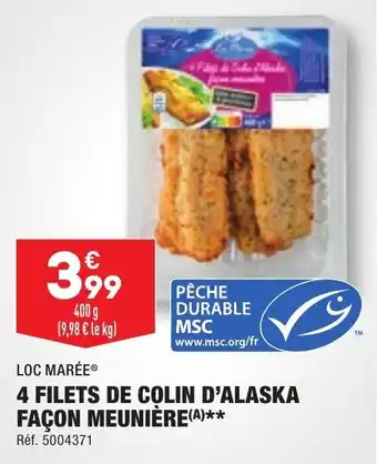 ALDI 4 FILETS DE COLIN D'ALASKA FAÇON MEUNIÈRE(A)** offre
