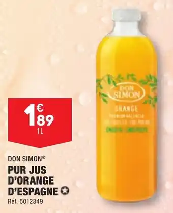 ALDI PUR JUS D'ORANGE D'ESPAGNE offre