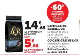Hyper U CAFE GRAINS BRESIL L'OR offre