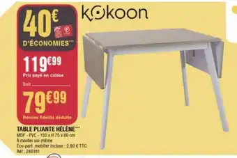 La Foir'Fouille TABLE PLIANTE HÉLÈNE*** offre